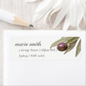 レトロ素朴オリーブの水色の葉のアドレス ラベル (インサイチュ)