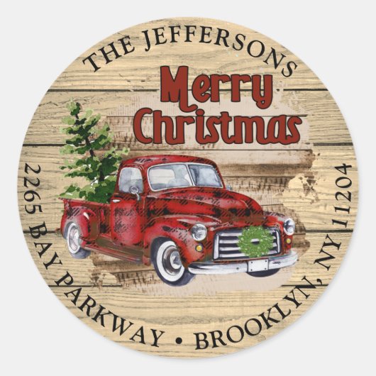 レトロ素朴クリスマス差出人住所ラベル ラウンドシール (正面)