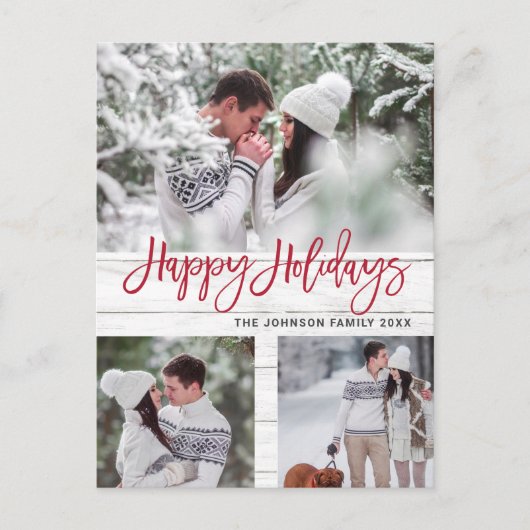 レトロ素朴クリスマス3 PHOTOグリーティングホリデー ポストカード (正面)