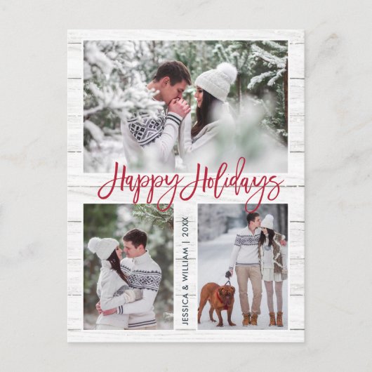 レトロ素朴クリスマス3 PHOTOグリーティングホリデー ポストカード (正面)