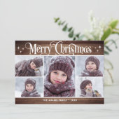 レトロ素朴クリスマス5枚の写真あいさつ シーズンカード (スタンド正面)