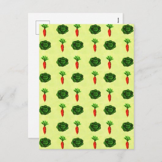 レトロ素朴グリーンリーベジタブルガーデンウォーター色 シーズンポストカード (正面/裏面)
