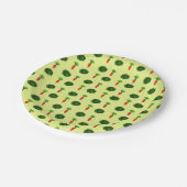 レトロ素朴グリーンリーベジタブルガーデンウォーター色 ペーパープレート (アングル)