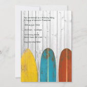 レトロ素朴サーファービーチ誕生日パーティー 招待状 (正面)