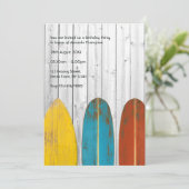 レトロ素朴サーファービーチ誕生日パーティー 招待状 (スタンド正面)
