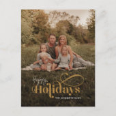 レトロ素朴ハッピーホリデー書道写真 シーズンポストカード (正面)