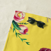 レトロ素朴バラ水彩ビーチタオル ビーチタオル (インサイチュ)