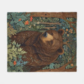 レトロ素朴ブラウンベア フリースブランケット (正面(横))