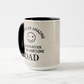 レトロ素朴ベージュマーブルパターンファイアパパ マグカップ (正面左)