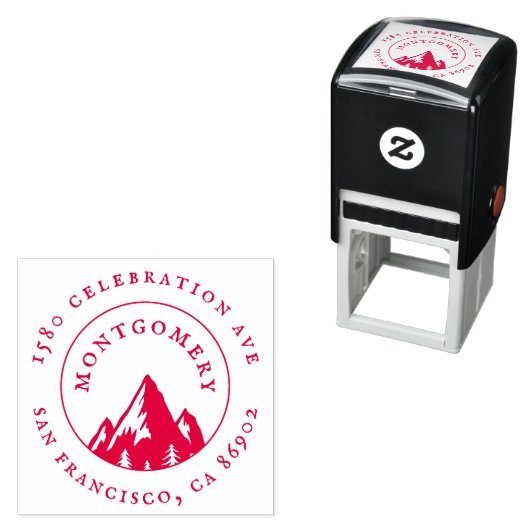 レトロ素朴マウンテンラウンド差出人住所 セルフインキングスタンプ (インサイチュ)