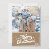 レトロ素朴メリークリスマスタイポグラフィ写真 シーズンカード (正面)