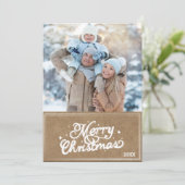 レトロ素朴メリークリスマスタイポグラフィ写真 シーズンカード (スタンド正面)