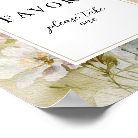 レトロ素朴ワイルドフラワーがサインを引き立てる ポスター (角)