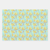 レトロ素朴ヴィンテージひまわりフローラ秋 ラッピングペーパーシート (正面3)