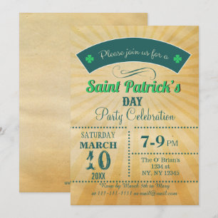 レトロ素朴ヴィンテージSt patricks dayパーティー 招待状
