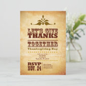 レトロ素朴感謝祭招待状 招待状 (スタンド正面)