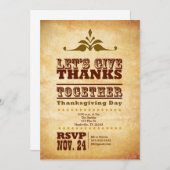 レトロ素朴感謝祭招待状 招待状 (正面/裏面)