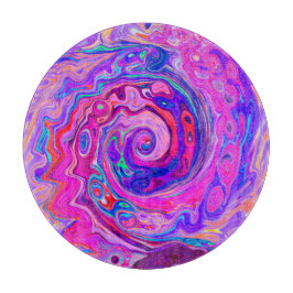 レトロ紫とオレンジの抽象芸術Groovy Swirl カッティングボード