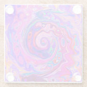 レトロ紫とオレンジの抽象芸術Groovy Swirl ガラスコースター (裏面)