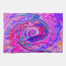 レトロ紫とオレンジの抽象芸術Groovy Swirl