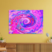 レトロ紫とオレンジの抽象芸術Groovy Swirl キャンバスプリント (インサイチュ (リビング))