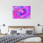 レトロ紫とオレンジの抽象芸術Groovy Swirl キャンバスプリント (インサイチュ (寝室))