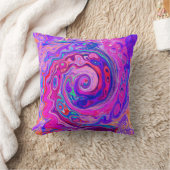 レトロ紫とオレンジの抽象芸術Groovy Swirl クッション (ブランケット)