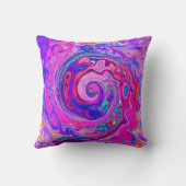 レトロ紫とオレンジの抽象芸術Groovy Swirl クッション (裏面)