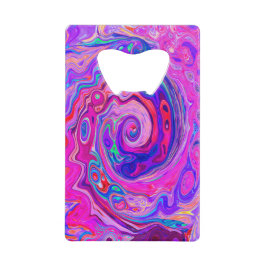 レトロ紫とオレンジの抽象芸術Groovy Swirl クレジットカード栓抜き