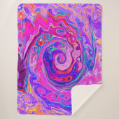 レトロ紫とオレンジの抽象芸術Groovy Swirl シェルパブランケット (正面)