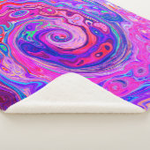 レトロ紫とオレンジの抽象芸術Groovy Swirl シェルパブランケット (3/4)