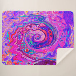 レトロ紫とオレンジの抽象芸術Groovy Swirl シェルパブランケット