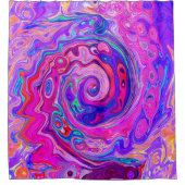 レトロ紫とオレンジの抽象芸術Groovy Swirl シャワーカーテン (正面)