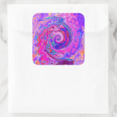 レトロ紫とオレンジの抽象芸術Groovy Swirl スクエアシール (バッグ)