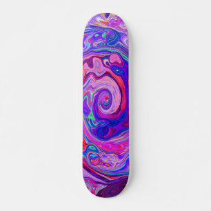 レトロ紫とオレンジの抽象芸術Groovy Swirl スケートボード