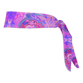 レトロ紫とオレンジの抽象芸術Groovy Swirl タイヘッドバンド