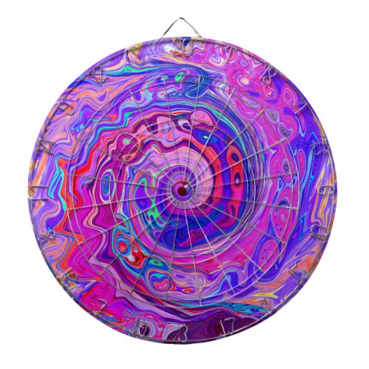 レトロ紫とオレンジの抽象芸術Groovy Swirl ダーツボード (正面)