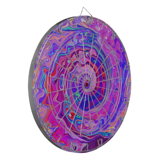 レトロ紫とオレンジの抽象芸術Groovy Swirl ダーツボード (正面左)