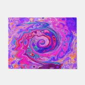 レトロ紫とオレンジの抽象芸術Groovy Swirl ドアマット (正面)