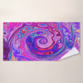レトロ紫とオレンジの抽象芸術Groovy Swirl バスタオル (バスタオル)