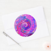 レトロ紫とオレンジの抽象芸術Groovy Swirl ラウンドシール (封筒)