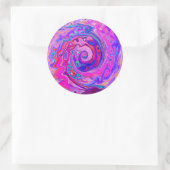 レトロ紫とオレンジの抽象芸術Groovy Swirl ラウンドシール (バッグ)