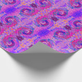 レトロ紫とオレンジの抽象芸術Groovy Swirl ラッピングペーパー (角)