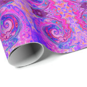 レトロ紫とオレンジの抽象芸術Groovy Swirl ラッピングペーパー (ロールコーナー)