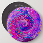 レトロ紫とオレンジの抽象芸術Groovy Swirl 缶バッジ (正面&裏面)