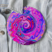 レトロ紫とオレンジの抽象芸術Groovy Swirl 缶バッジ (インサイチュ)
