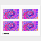 レトロ紫とオレンジの抽象芸術Groovy Swirl 長方形シール (シート)