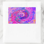 レトロ紫とオレンジの抽象芸術Groovy Swirl 長方形シール (バッグ)