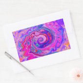 レトロ紫とオレンジの抽象芸術Groovy Swirl 長方形シール (封筒)