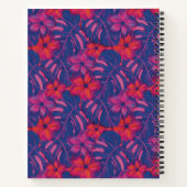 レトロ紫とピンクの花模様 ノートブック (裏面)